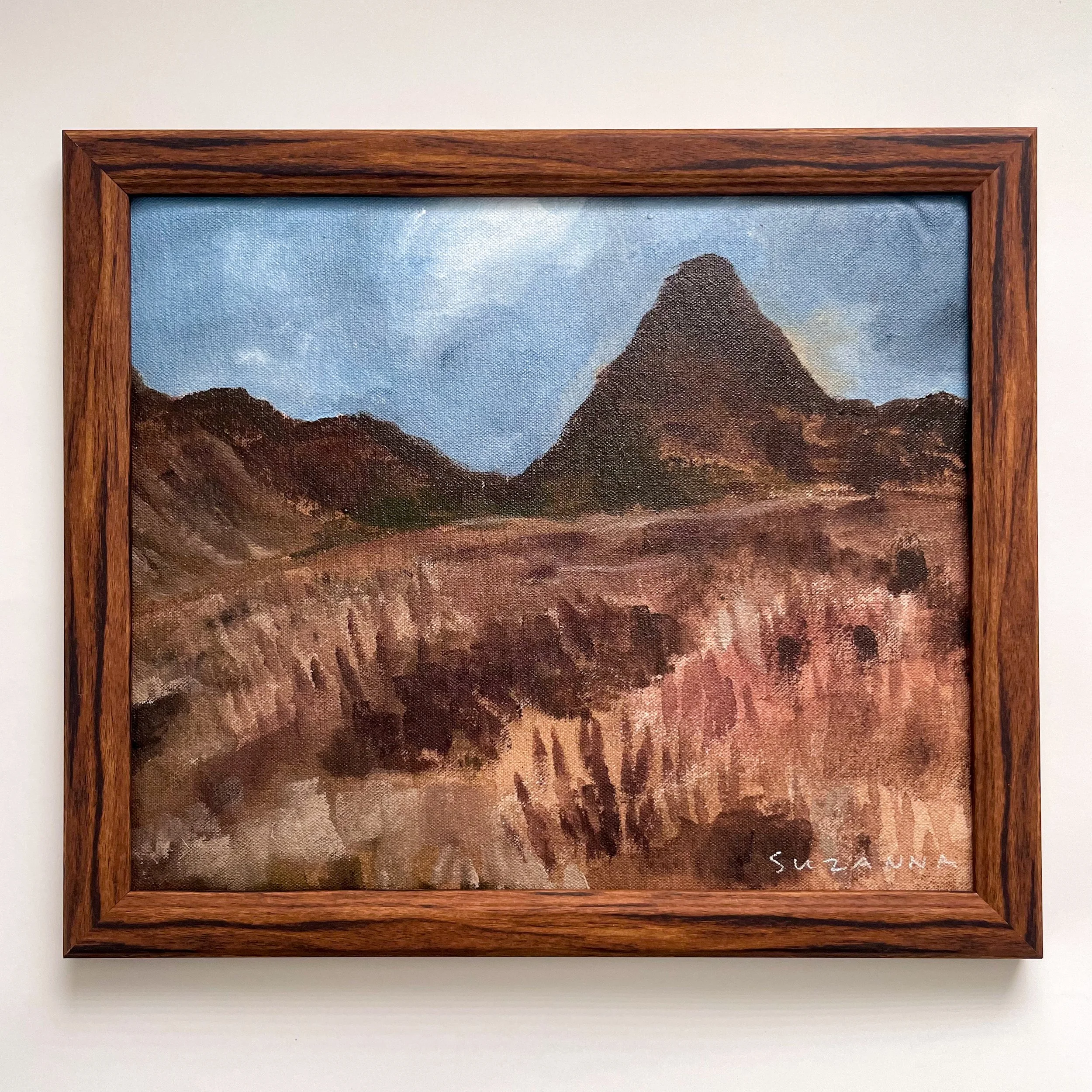 Wild landscape painting of mountains with frame — Suztart